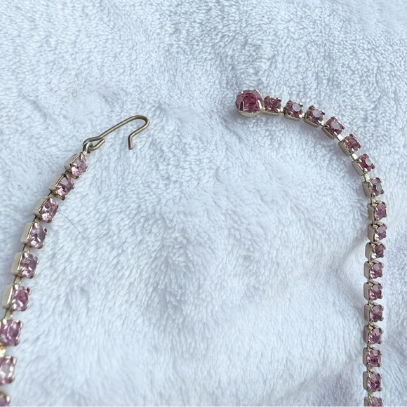 Vintage Pink Rhinestone Choker Necklace - Picture 3 of 4